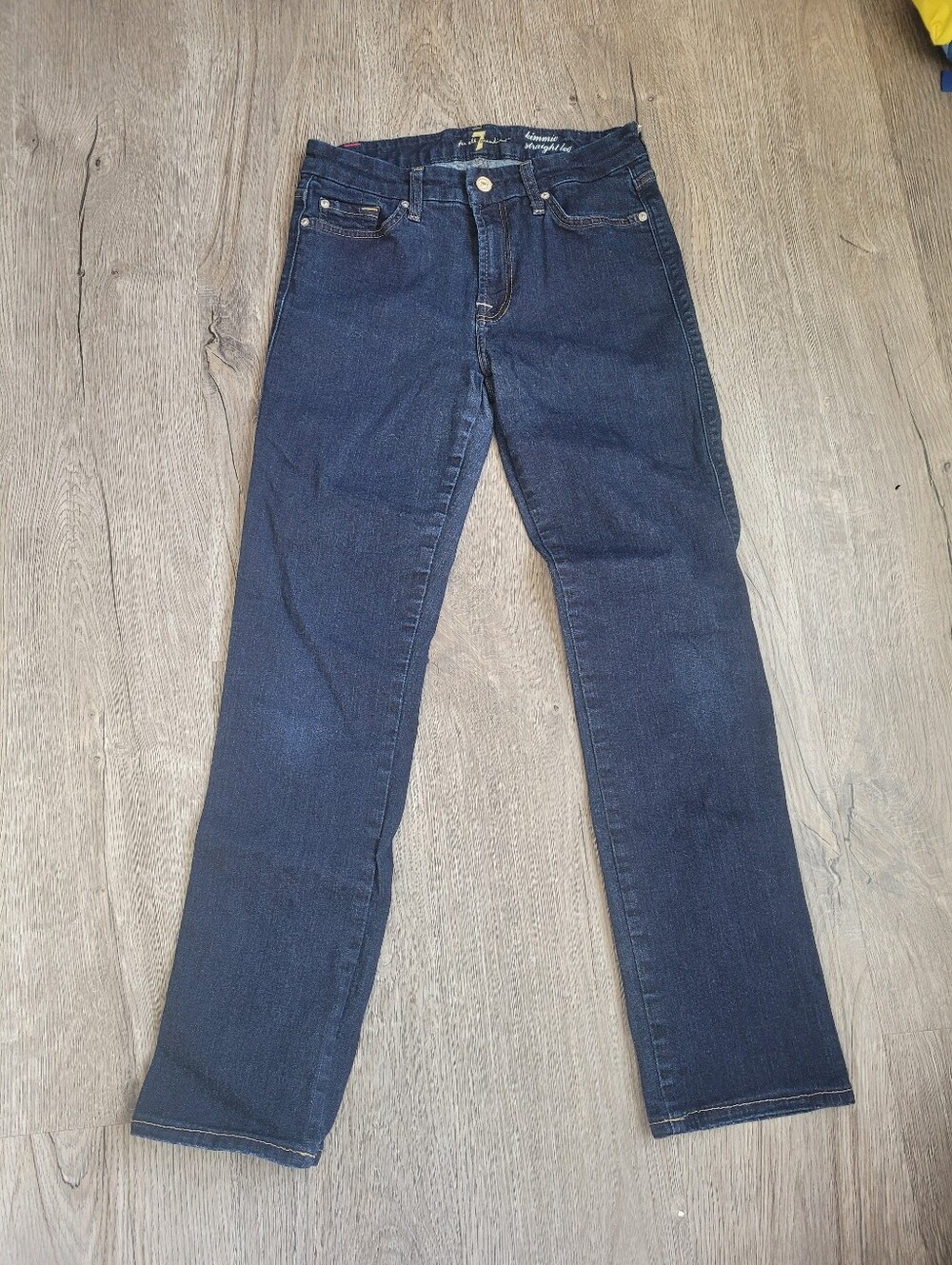 7 For All Mankind Kimmie Straight Leg Jeans - Size 28 Dark Wash Blue